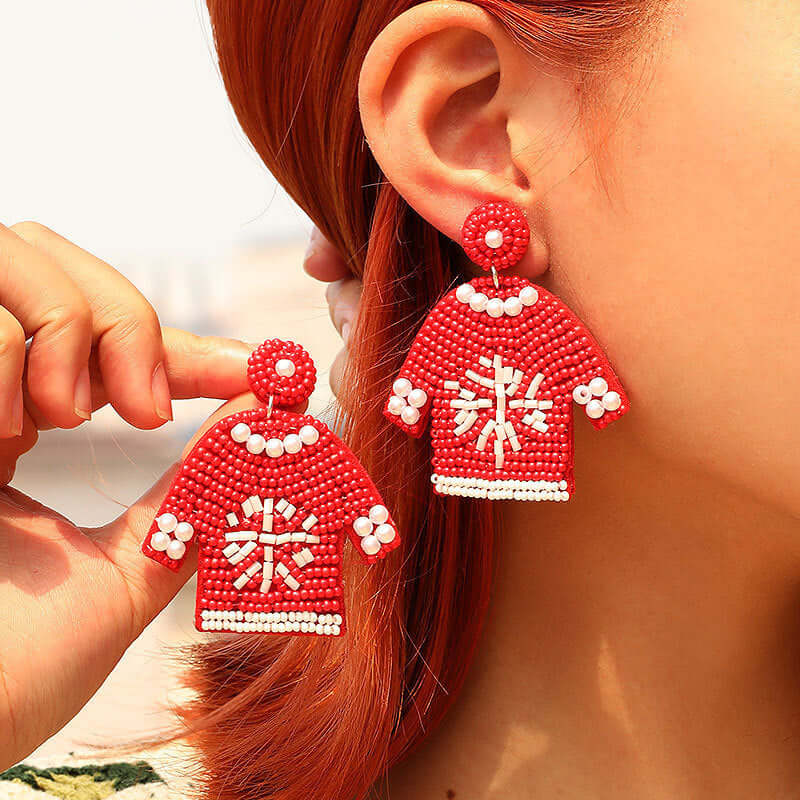 Handmade Woven Beads Sweater Holiday Earring