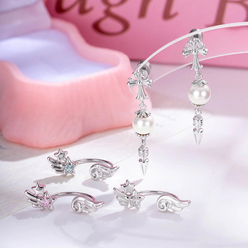 C-Shape Catching Star Pearl Cross Conch Piercings