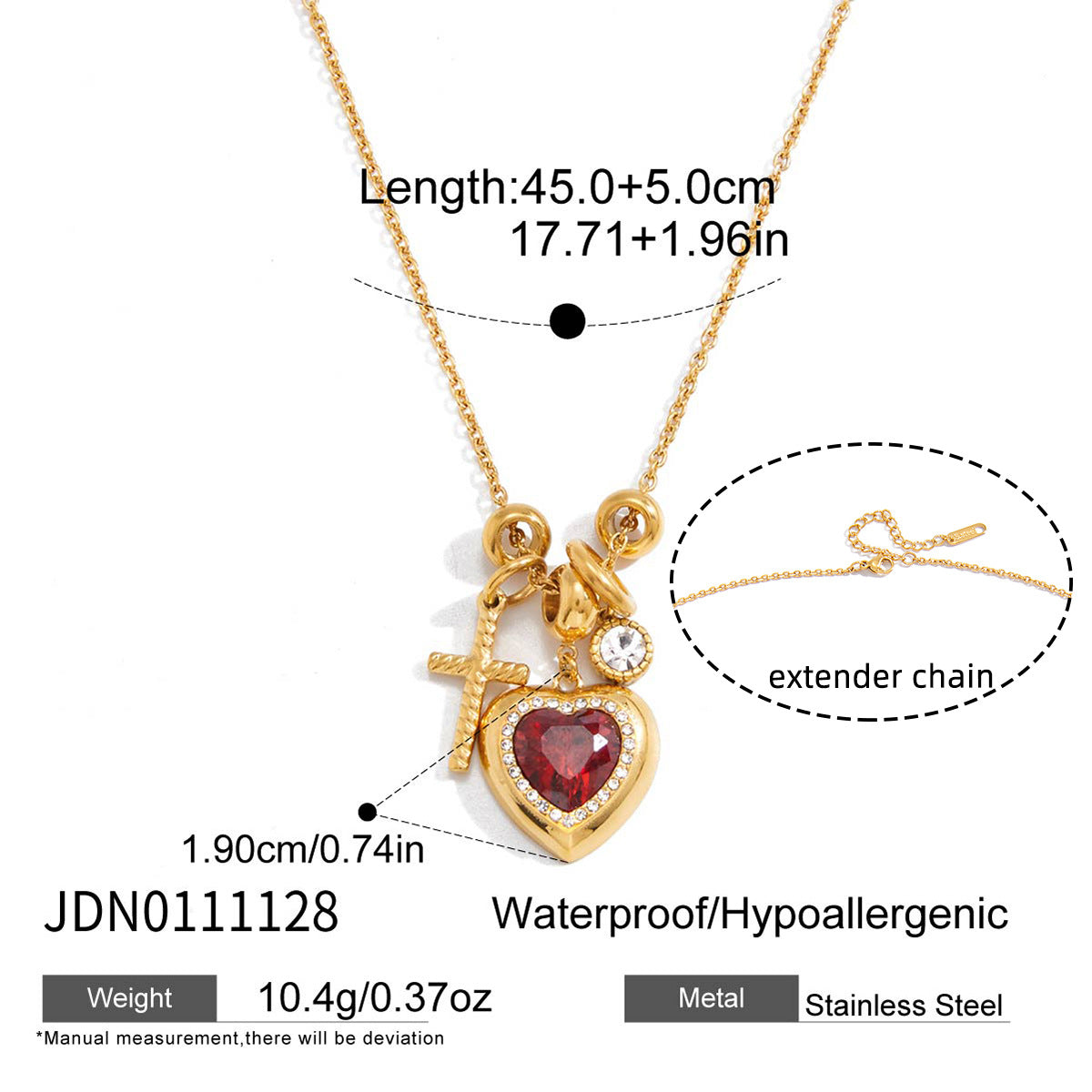 Heart Charm Cross Necklace