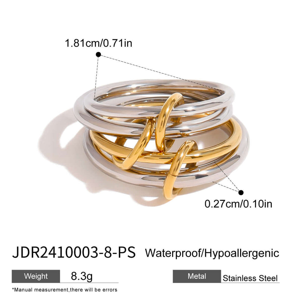 Two Tone Interlocking Layered Connected Plain Ring 