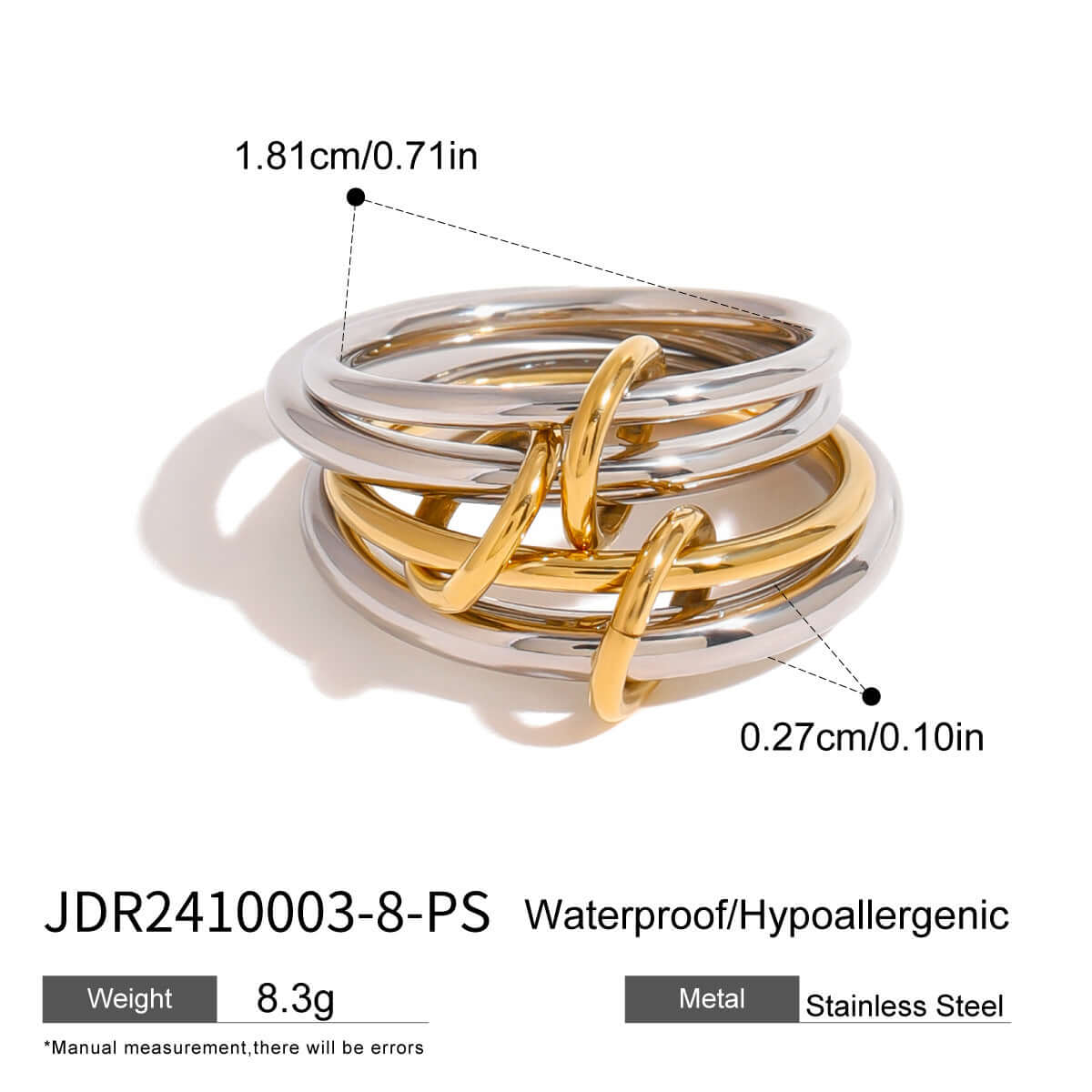 Two Tone Interlocking Layered Connected Plain Ring 