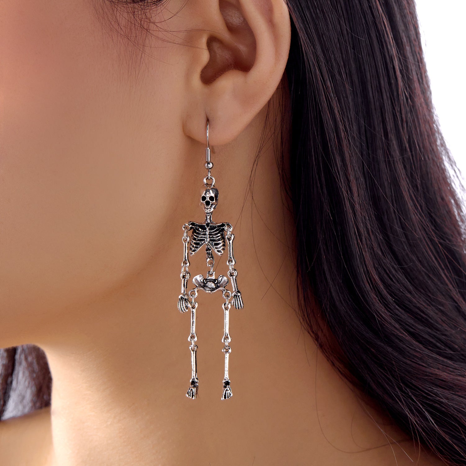Asymmetric Dancing Skeleton Drop Earrings