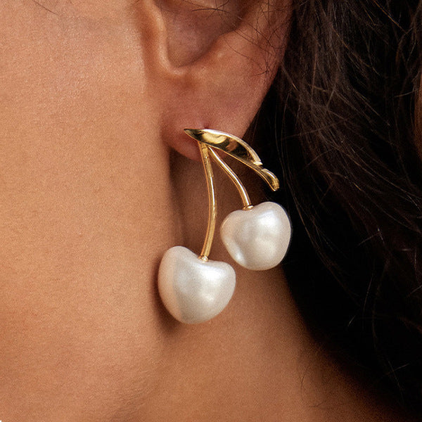 Golden Cherry Pearl Earrings