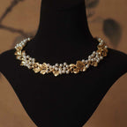 Retro Ginkgo Leaf Bold Statement Choker Necklace Pearl
