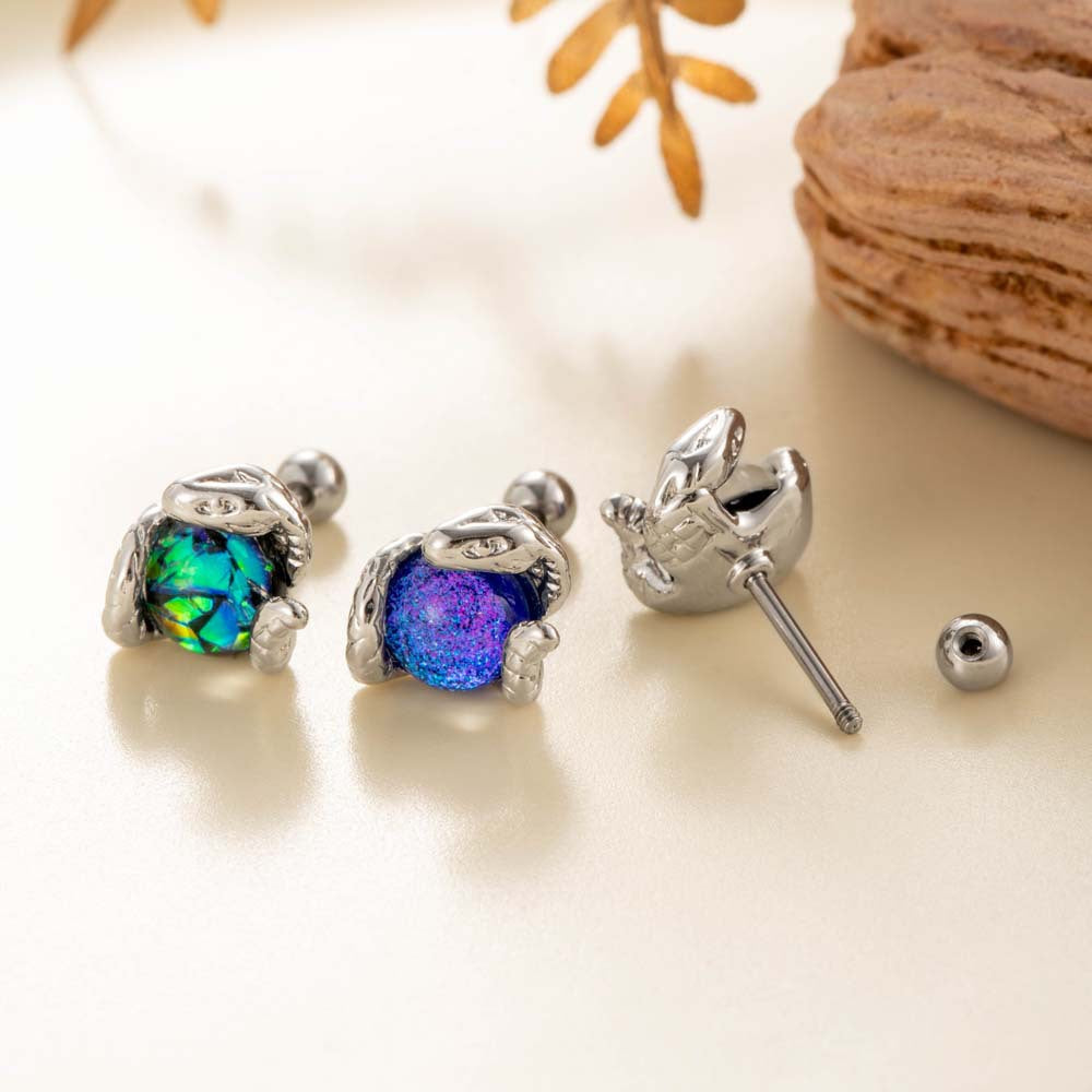 Moonlit Serpent Flat Back Tragus Stud