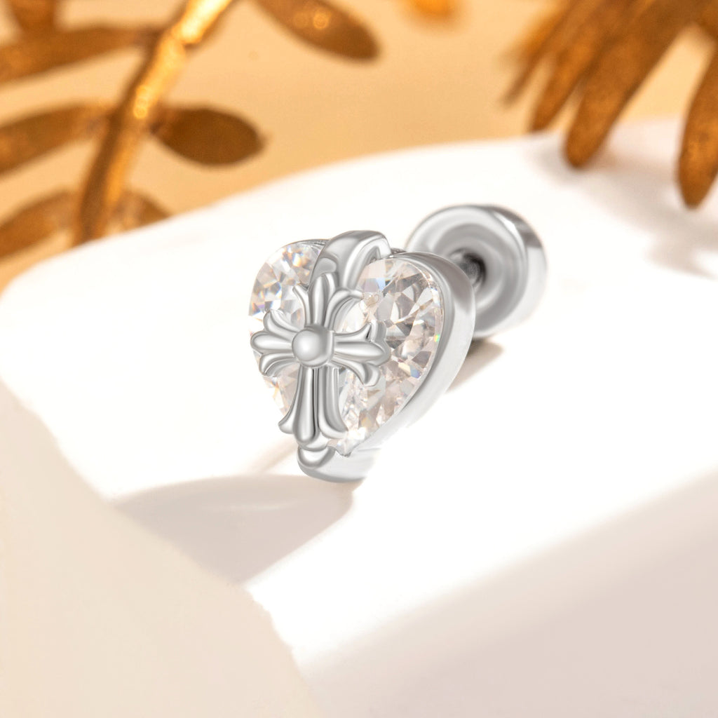 Cross Heart Flat Back Piercings