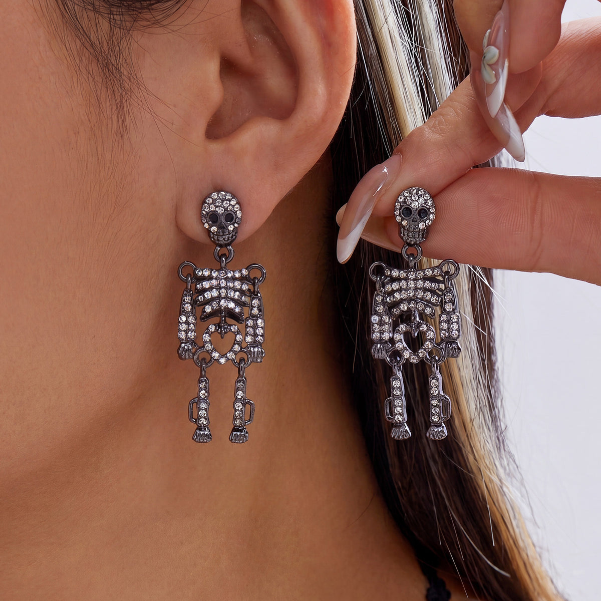 Neon Colorful Skeleton Ear Jacket Earrings