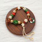 Woven Beaded Christmas Charm Bracelet