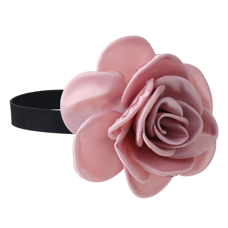 Rose Phantom Flower Suede Choker Costume Necklace | X411
