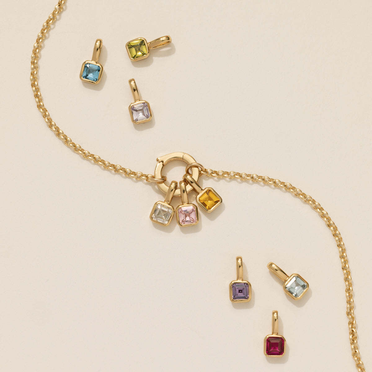 18K Gold Birthstone Charm & Pendant