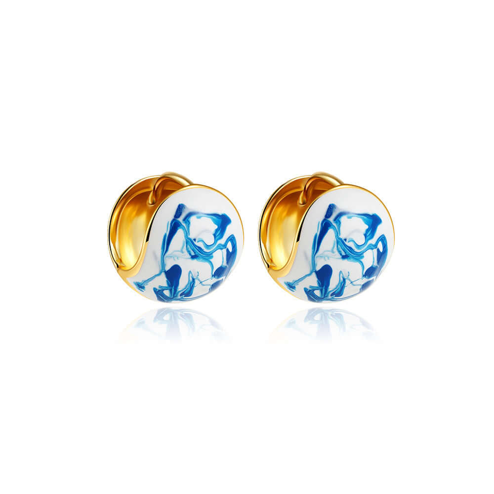 Porcelain Marble Clip On Earrings