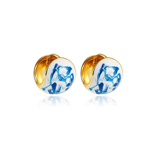 Porcelain Marble Clip On Earrings