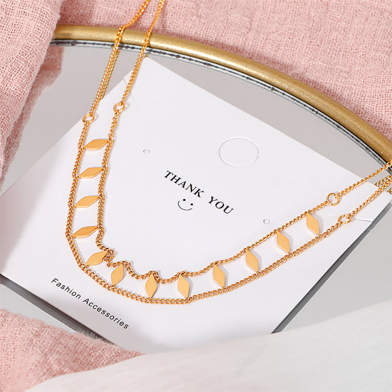 18K Gold Sequin Clavicle Layering Choker Necklace