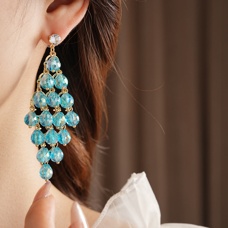 Rhombus Shape Grape Ball Earrings