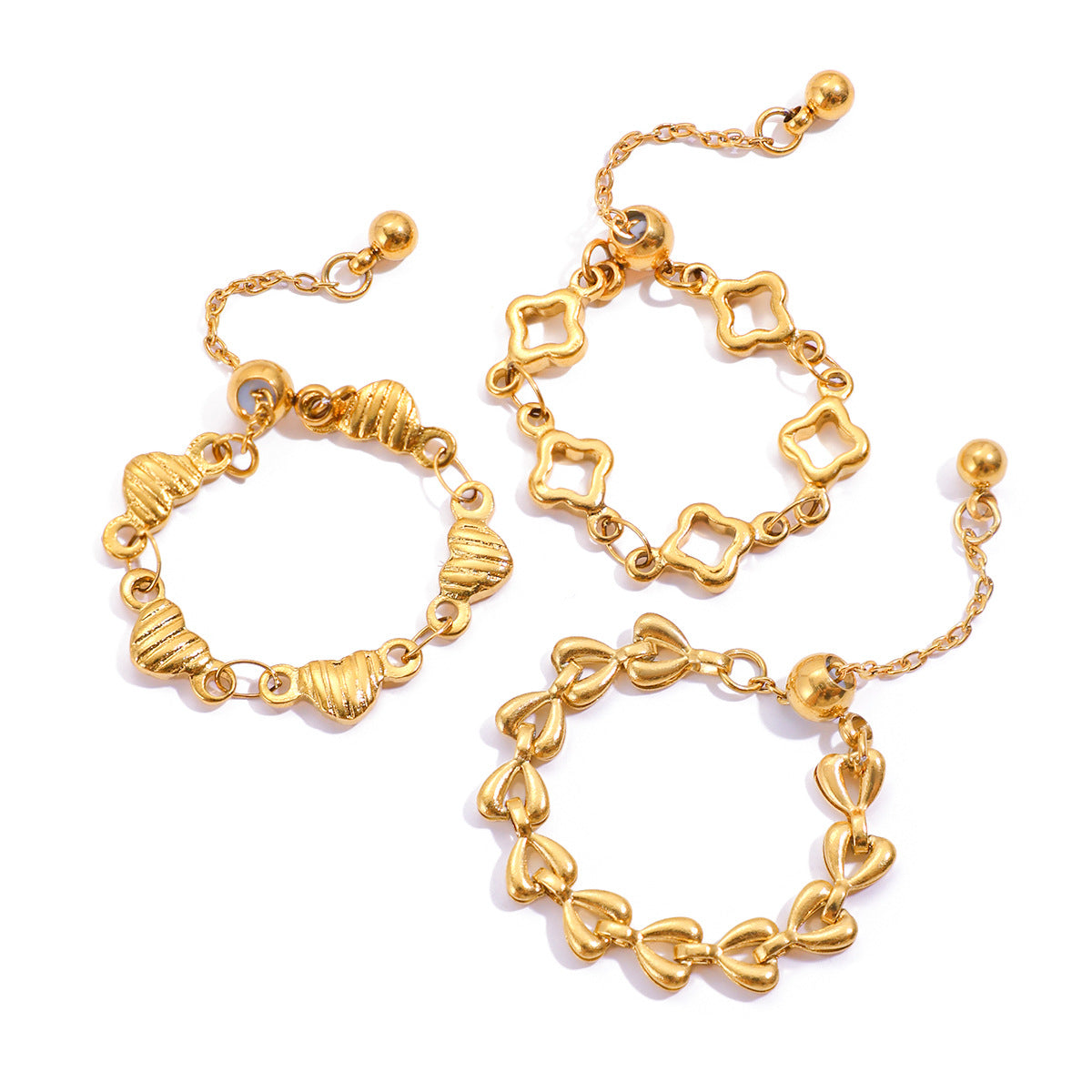 Unique Solid Heart Chain Ring