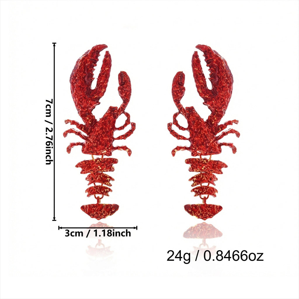Coastal Summer Lobster Oversize Earrings