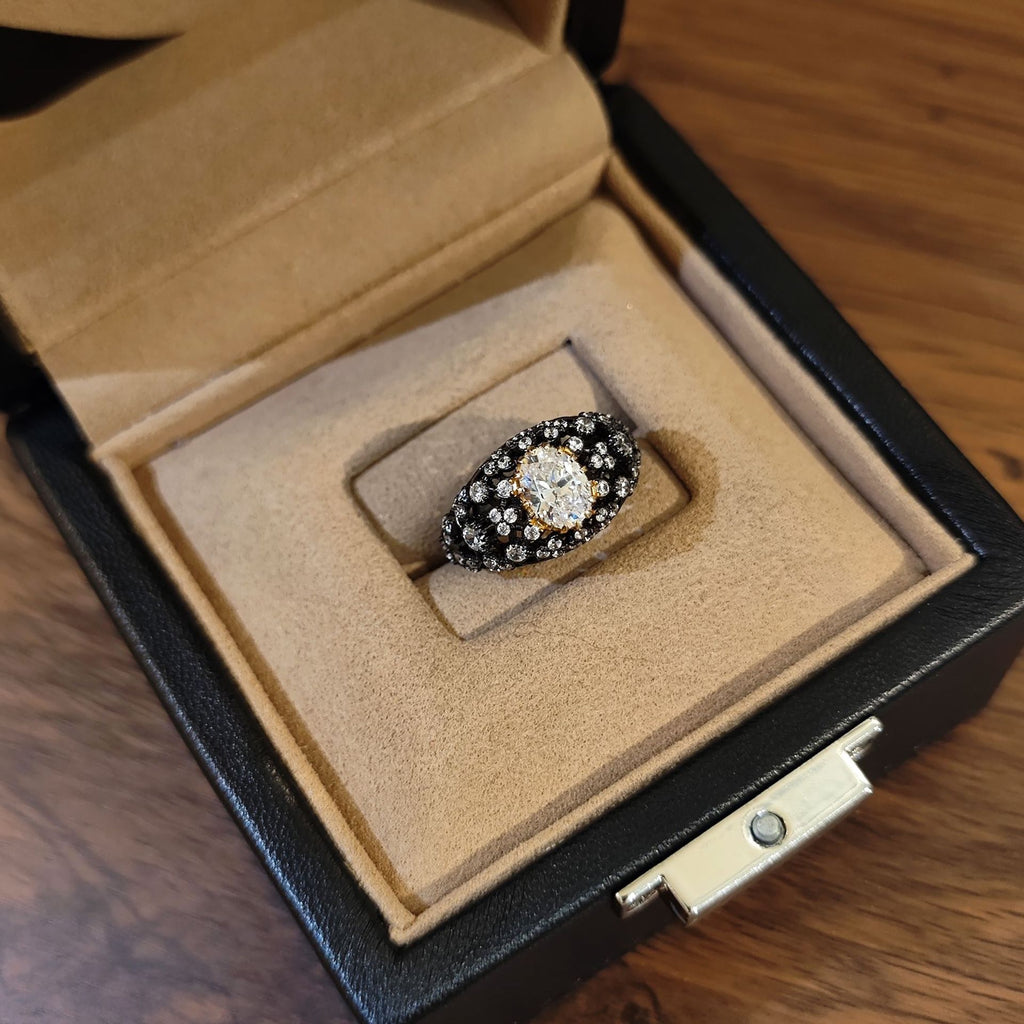 Vintage Black Gold Statement Cocktail Ring