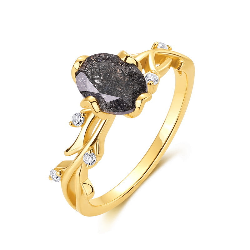 Black Rutile Nature Inspired Ring