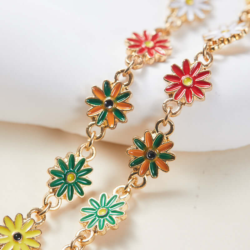 Rainbow Daisy Christmas Tree Pendant Choker Necklace