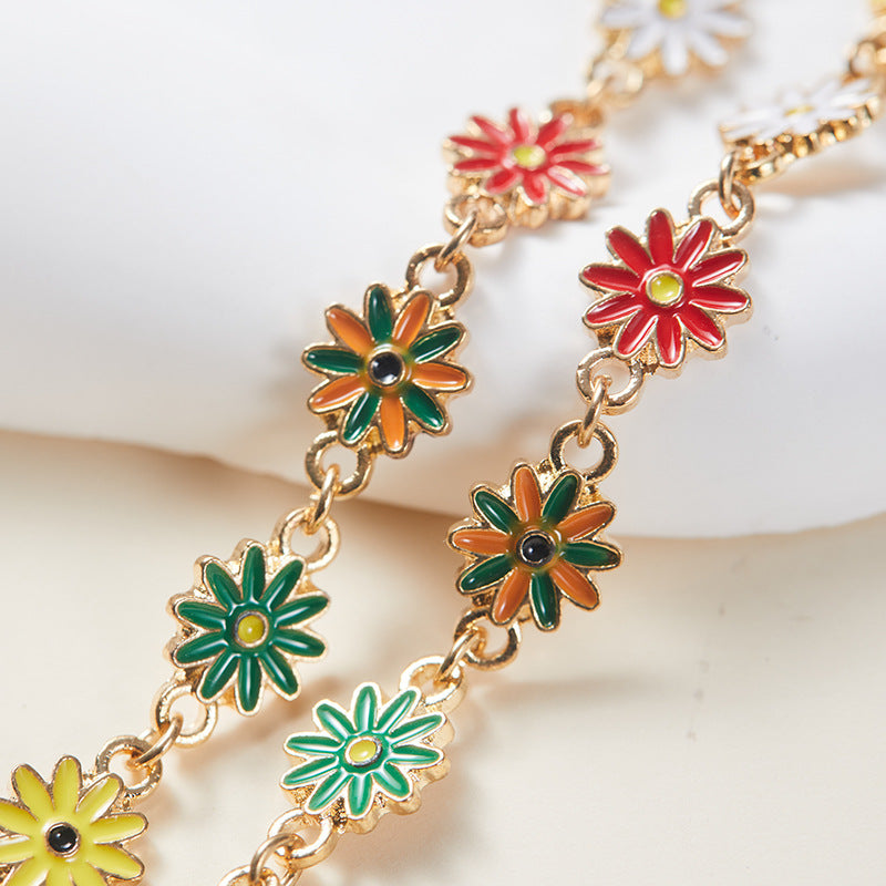 Rainbow Daisy Christmas Tree Pendant Choker Necklace