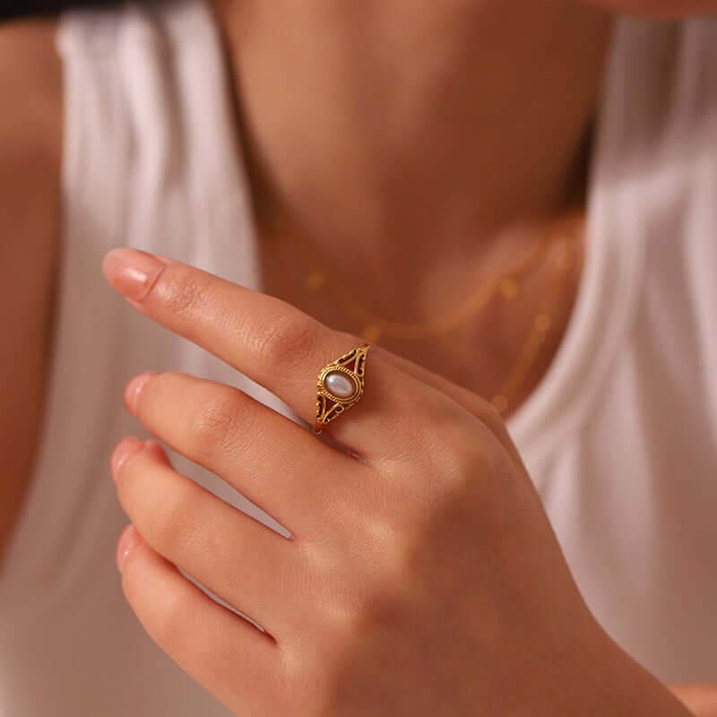 Vintage Filigree Pearl Ring