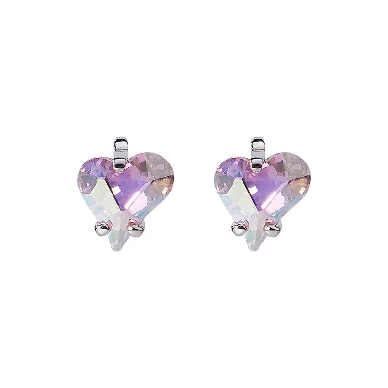 Gradient Heart Invisible Necklace and Earrings