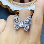 18K Gold Butterfly Topaz Crystal Ring