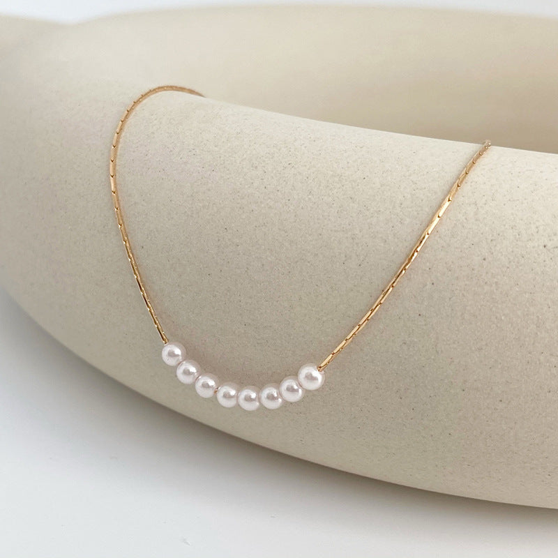 Elegant Tiny Freshwater Pearl Choker Chain Necklace