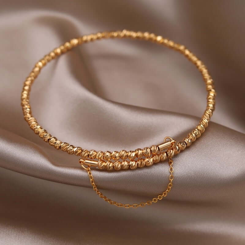 Bling Layer Gold Beads Strengthable Bangle Cuff Bracelet | R8270