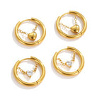 Heart in Circle French Gold Hoop Earrings