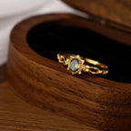 14K Gold Labradorite Peridot August Birthstone Ring