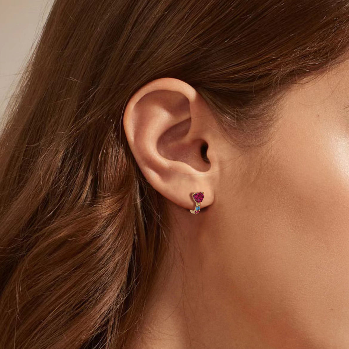 Dazzling Heart Small Hoop Earrings