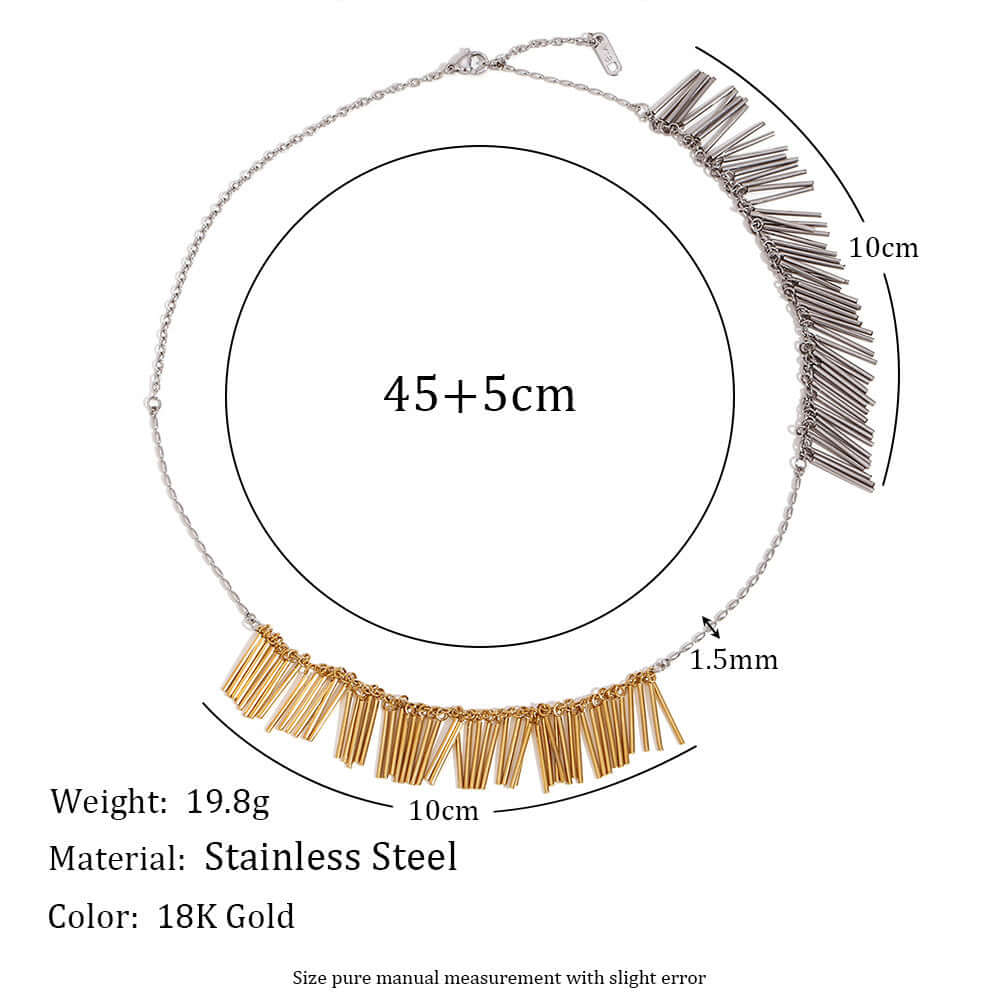 Chic Gold and Silver Statement Tassel Chain Necklace