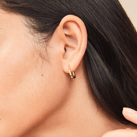 Rectangular Duo Tones Double Rings Earrings