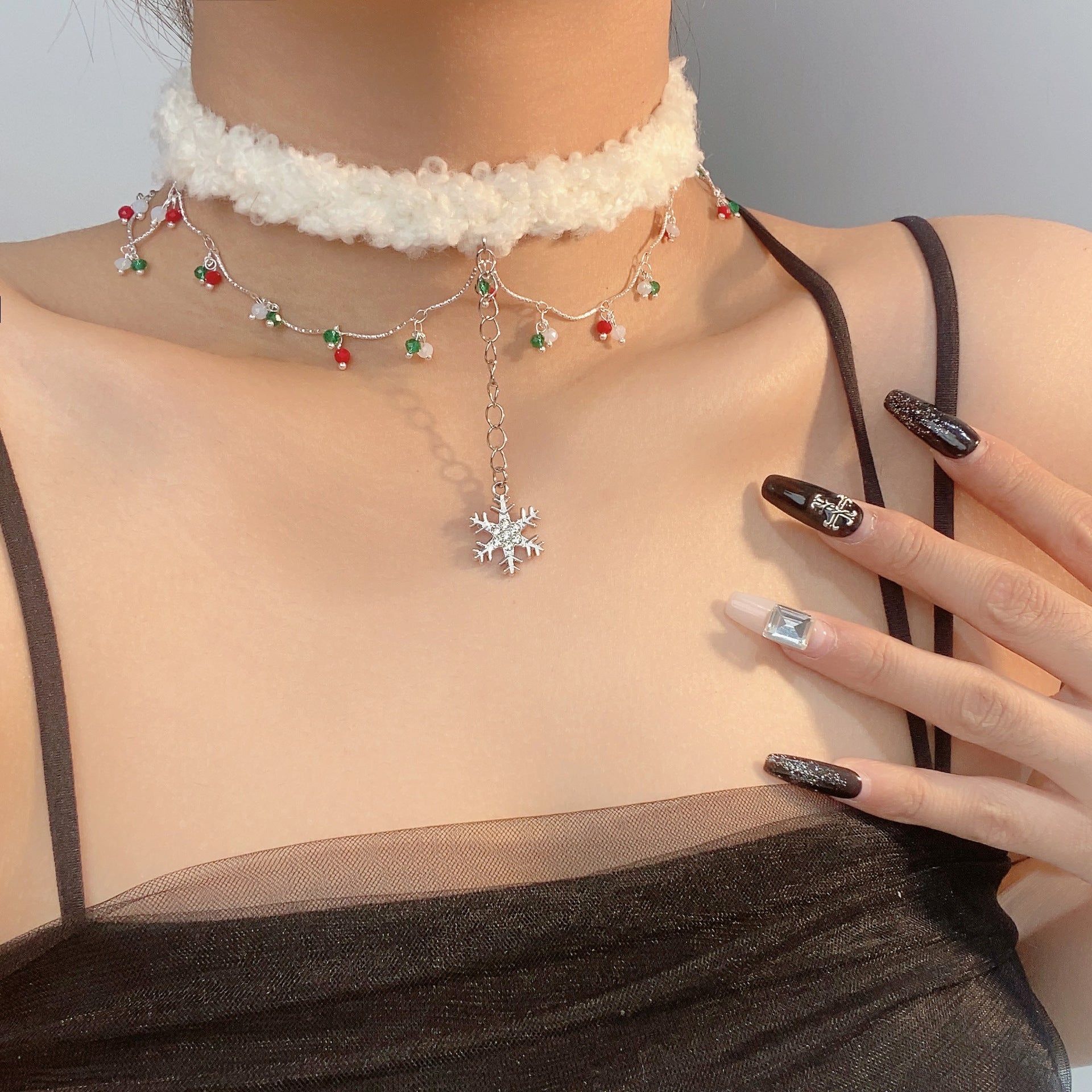 Snowy Collar Furry Christmas Choker Necklace