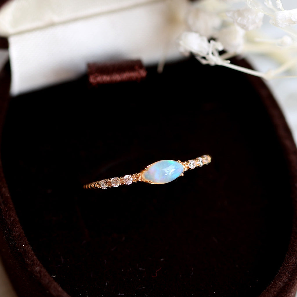 Marquise Opal Thin Band Ring