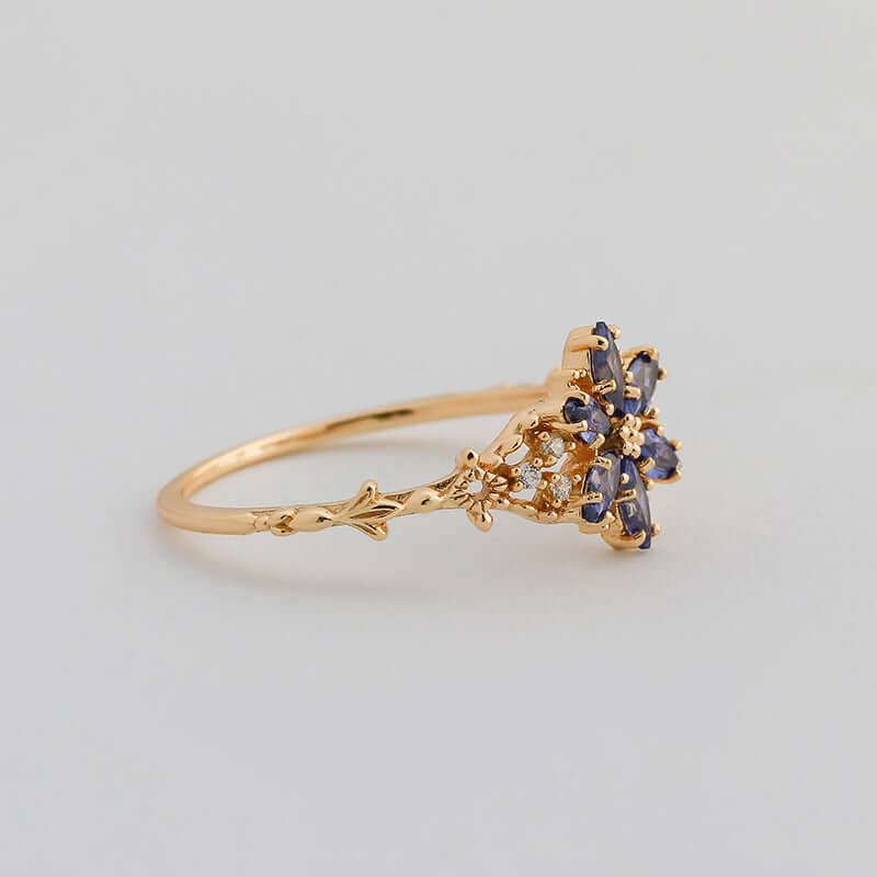 Romantic Flower Tanzanite Ring Gold