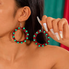 Christmas Jingle Bell Wealth Tinsel Hoop Earrings