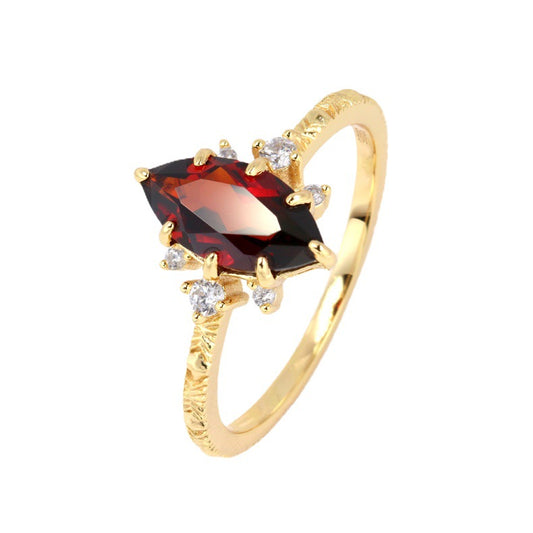 Natural Marquise Red Ruby July Birthstone Ring