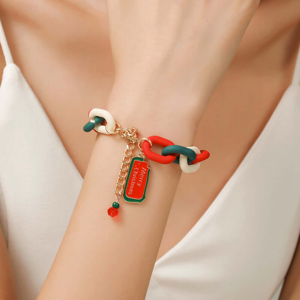 Santa Claus Acrylic Link Holiday Christmas Bracelet