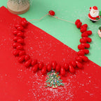 Handcraft Woven Knit Red Wine Xmas Necklace