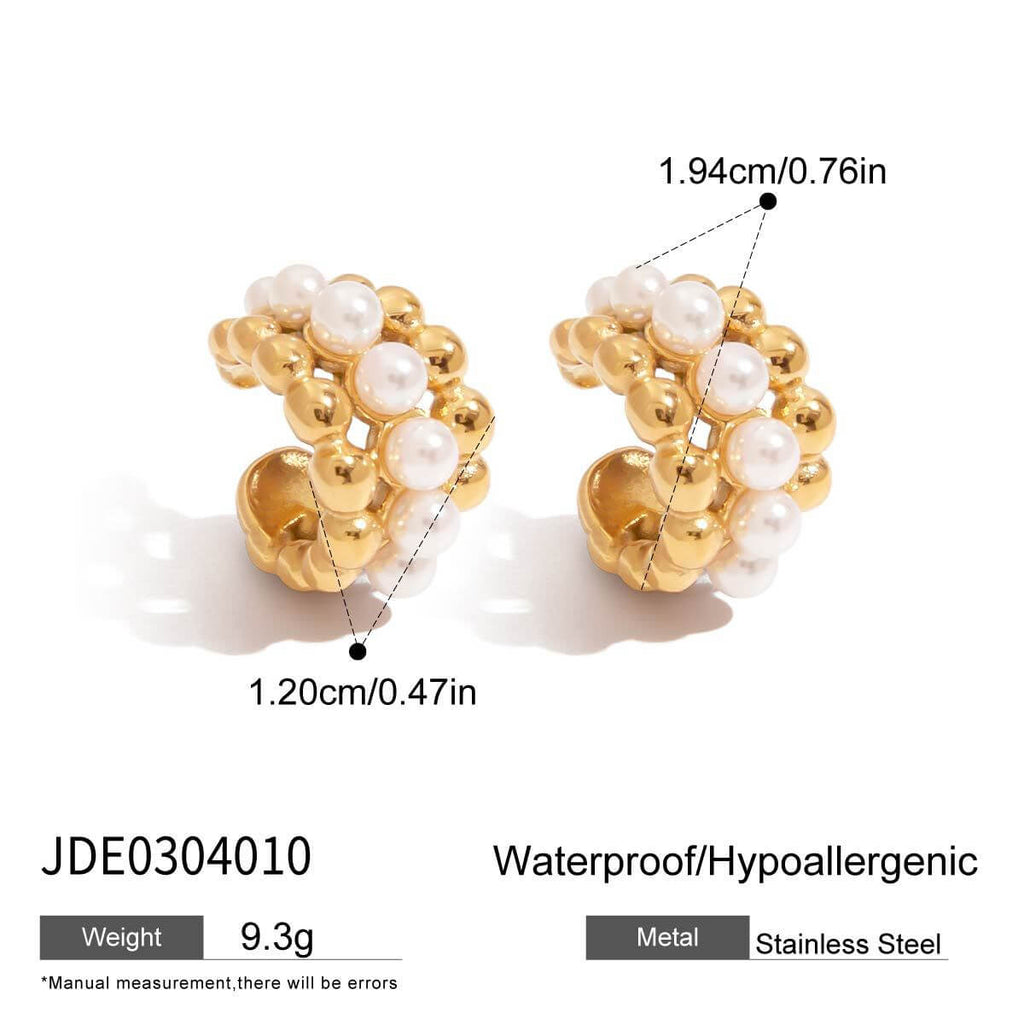 Baroque Pearl Donut Hoop Earring Ear Clip Set