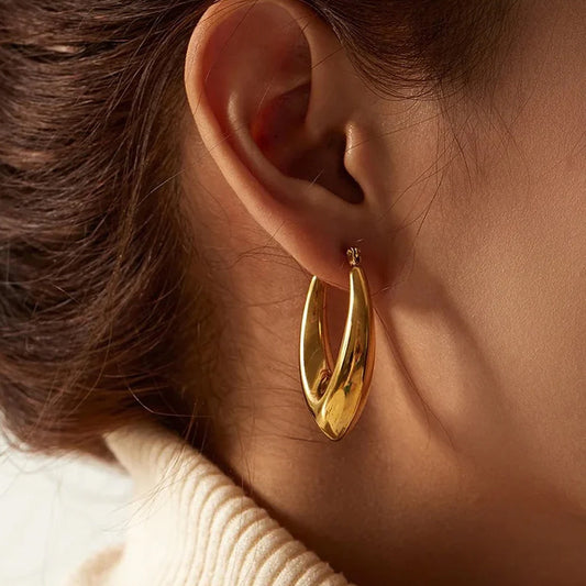 18K Gold Plated French Curve Hoop Earrings