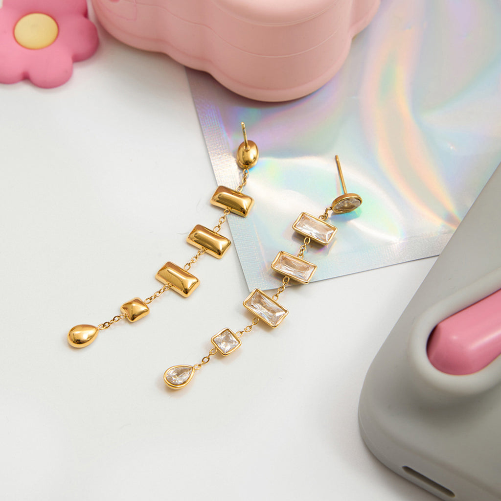 Light Luxury Baguette Droplet Earrings