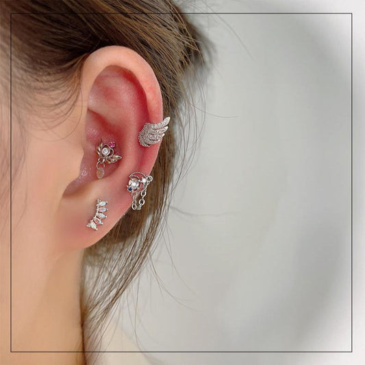 20G Moon Star Hypoallergenic Tragus Helix Studs | HSPJ284