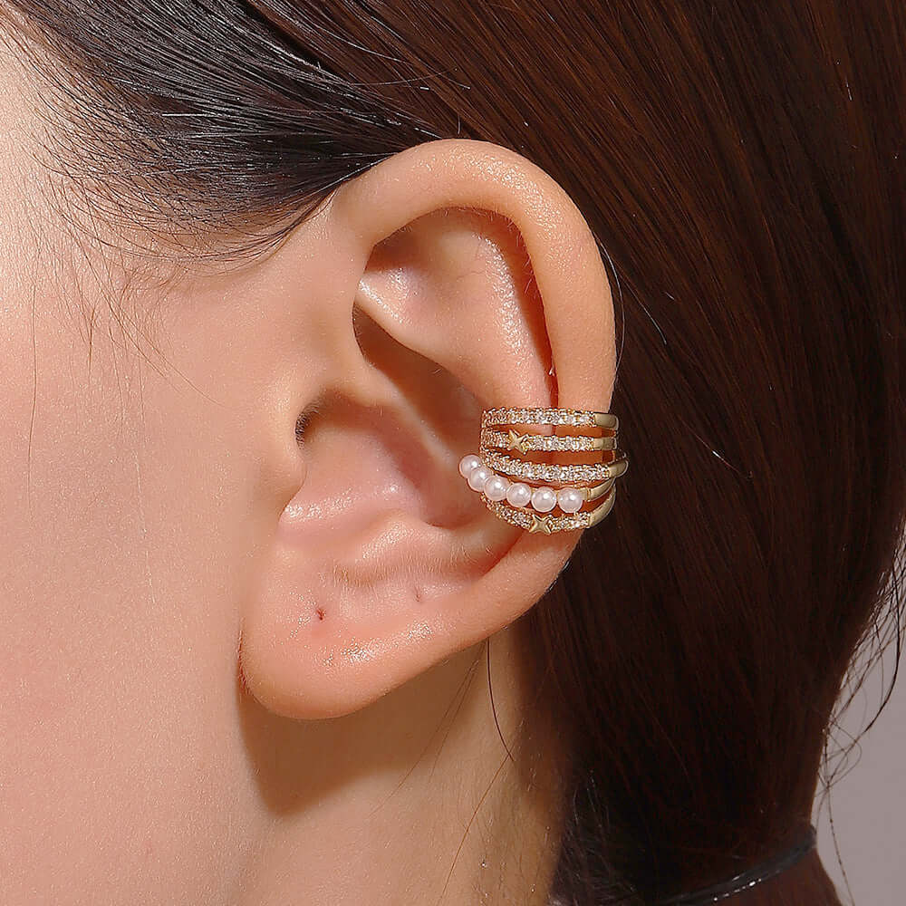 18K Gold No Piercing Cross Ear Cuff Snake Ear Climber
