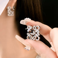 French Square Hollow Letter Large Earrings