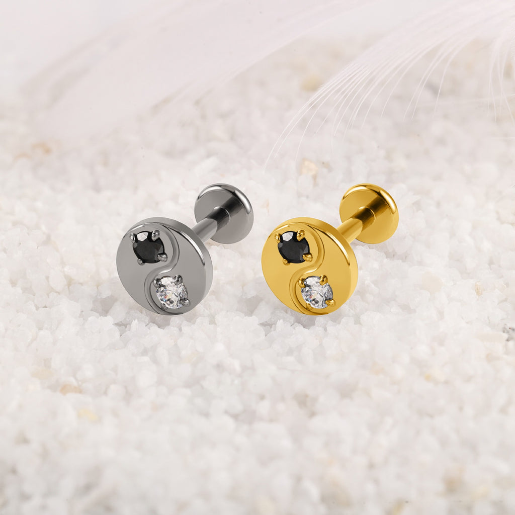 Swan Threaded Screw Flat Back Earrings