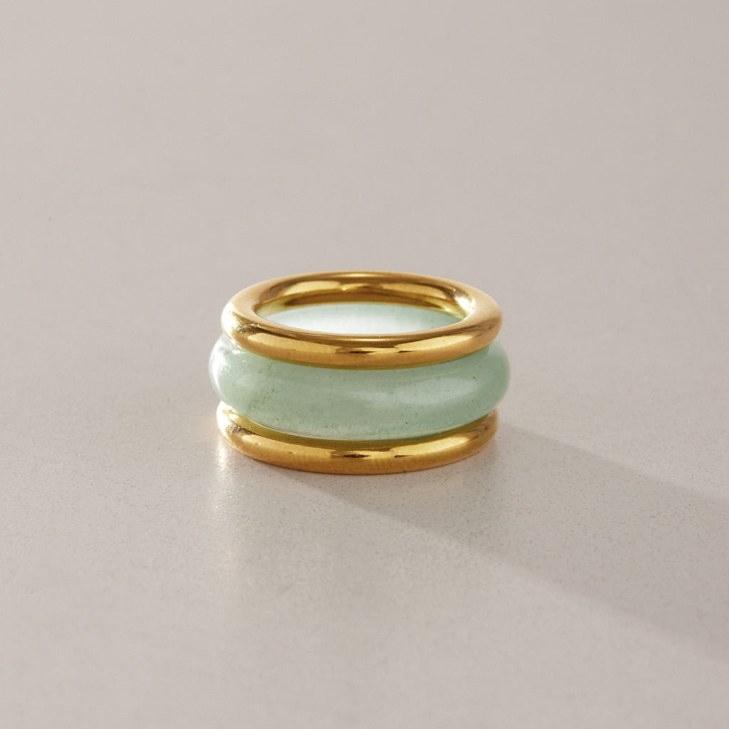Earth & Elegance Natural Gemstone Stainless Steel Ring