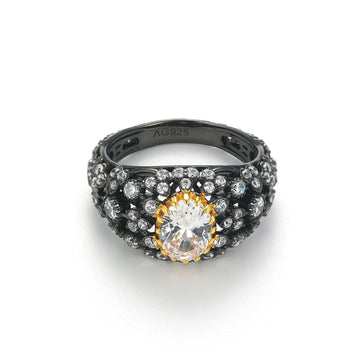Vintage Black Gold Statement Cocktail Ring